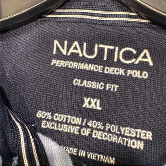 Nautica Performance Deck Polo Golf Shirt Classic Fit Blue Striped Sz XXL NWT - Picture 4 of 10